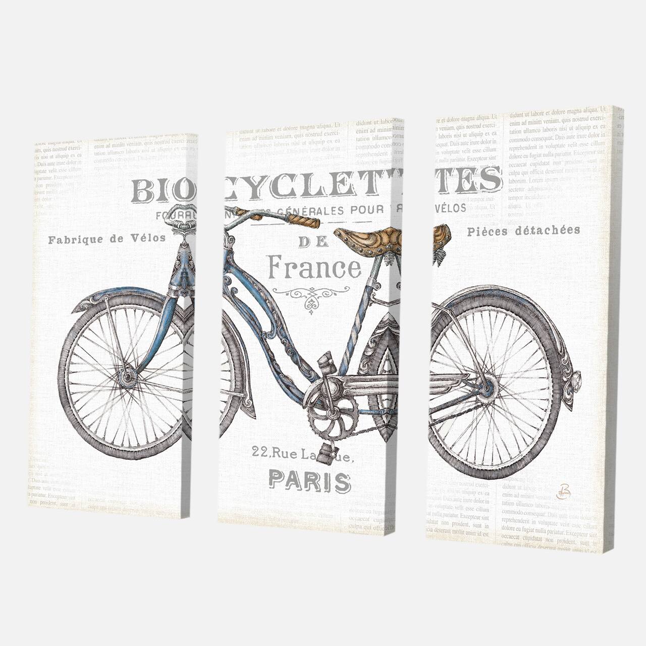 Designart - Paris France Bicycles - Vintage Transportation Premium Canvas Wall Art